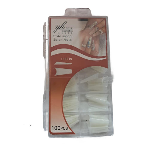 YH-1010A YH BEJA COSMETIC UÑAS COFFIN NATURAL 100PCS - Imagen 1